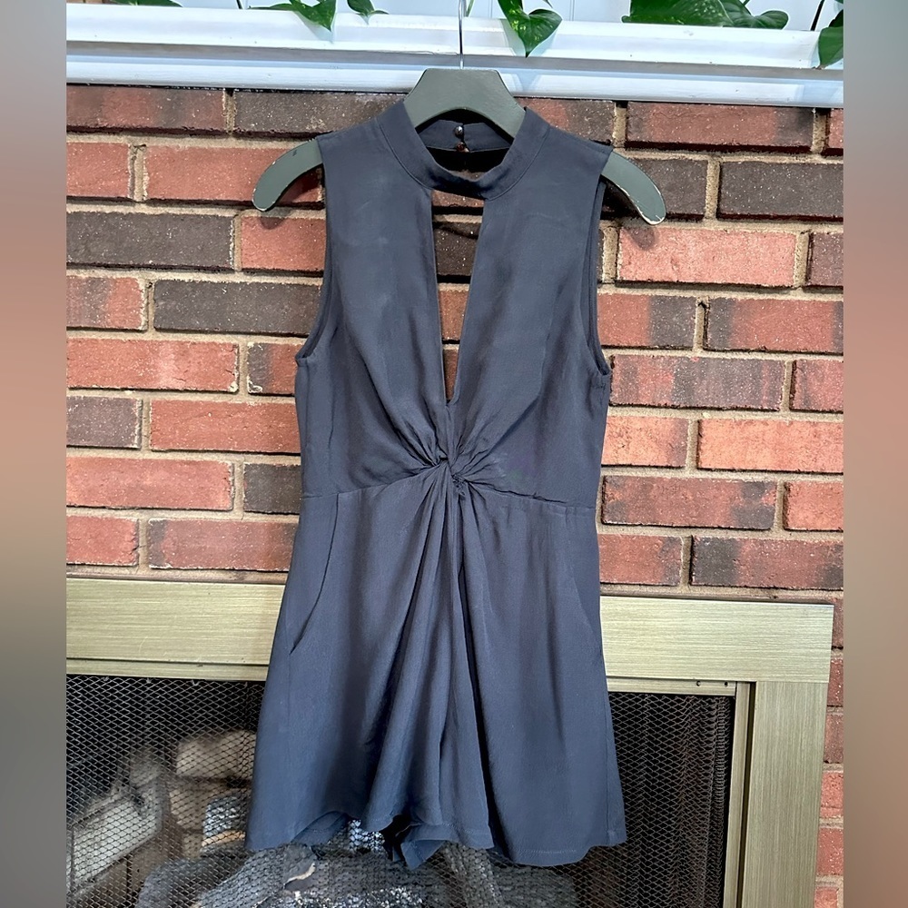 #11)  ASTR  The Label Romper dark gray  with back zipper and side pockets